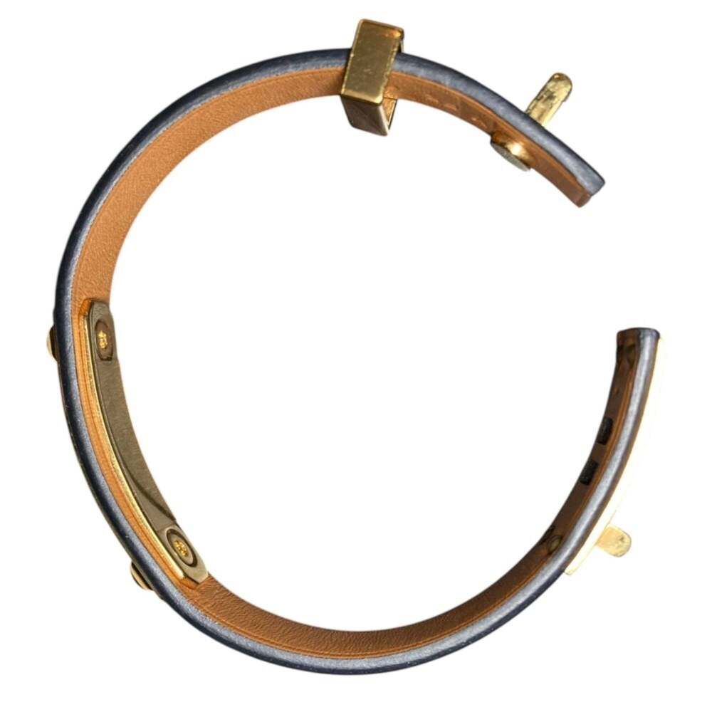 HERMES Hermes As de Coeur Heart Motif GP Leather Bracelet T2 Navy Gold Color ... - Picture 7 of 14